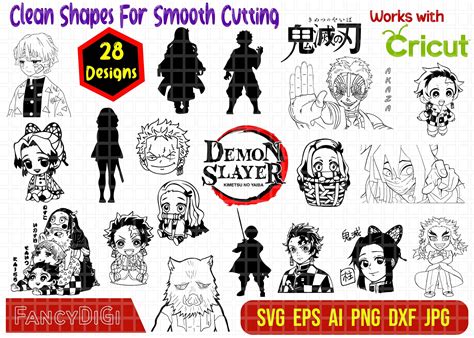 Demon Slayer SVG Bundle Demon Slayer Characters SVG Anime SVG Bundle Anime Manga EPS Vector