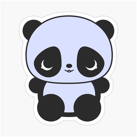 Baby Blue Kawaii Panda Bear Sticker By Meetminnie Cute Panda Drawing