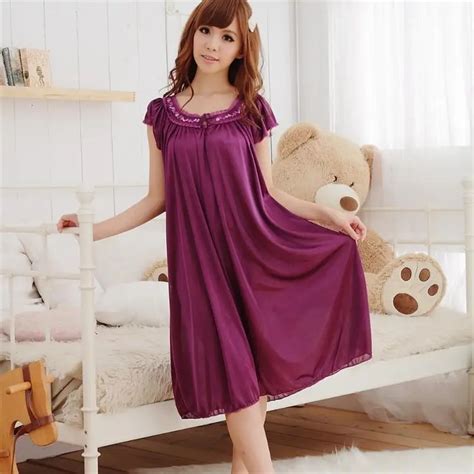 Free Shipping New Women Summer Plus Size Ice Silk Nightgown Female Large Size Short Sleeve