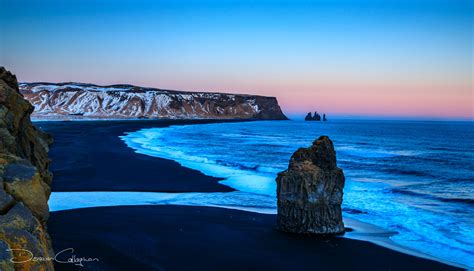 Reynisfjara Beach Stacks At Sunset Iceland