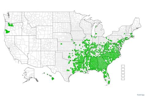 Distribution Of Kudzu In The United States Invasive Species Species