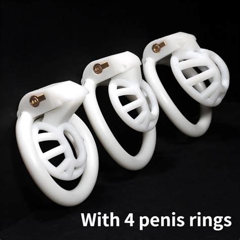 Sissy Penis Cage Pink White Positive Negative Chastity Cage Device With 4 Penis Ring Ultra