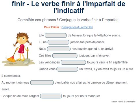 2 avril 20202 avril 2020 mallotine. Exercice : Le verbe finir à l'imparfait | Exercice de francais cm1, Exercices conjugaison ...