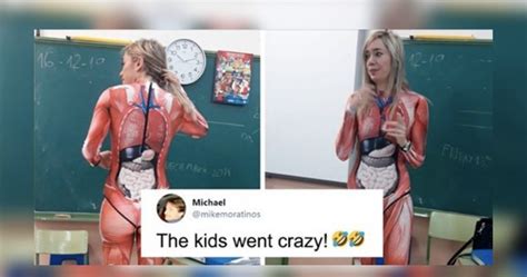 Clever Teacher Wears Full Bodysuit To Teach 3rd Grade Anatomy Goes