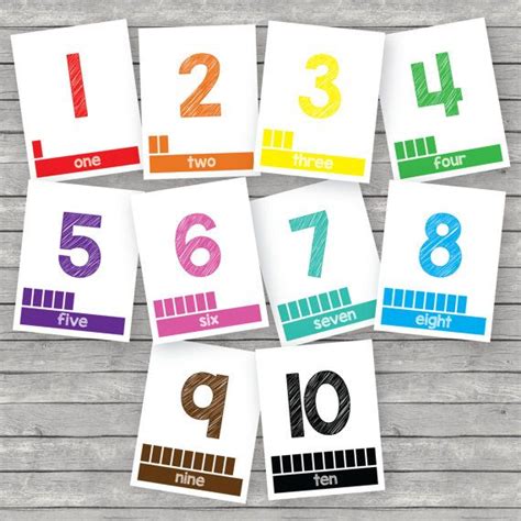 Printable Kids Numbers Flashcards 1 To 10 English Etsy Numbers For