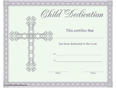 Fantastic Free Fillable Baby Dedication Certificate