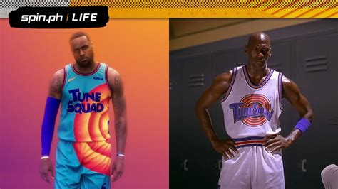 Michael Jordan vs. LeBron James in their Space Jam uniforms