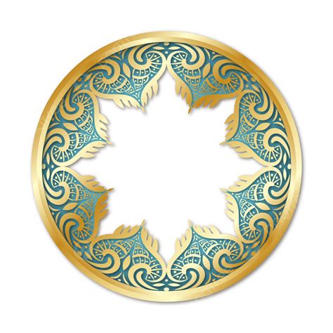 Kreis Arabischer Rahmen Luxus Goldener Vintage Twibbon Vektor