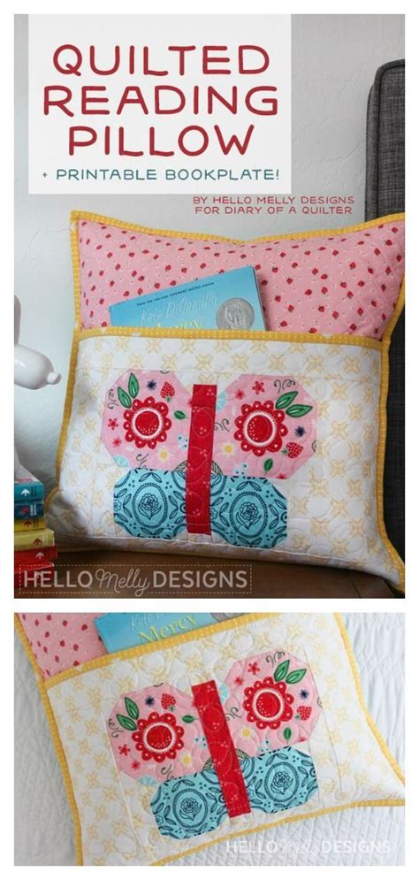 A free easy reading pillow sewing pattern. Quilted Butterfly Reading Pocket Pillow Free Sewing ...