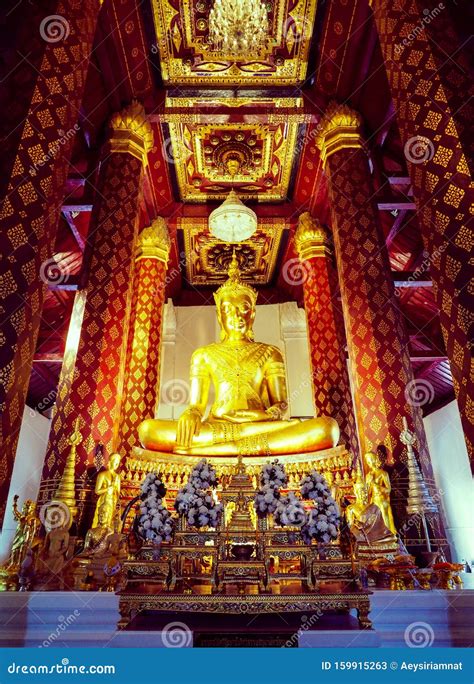 Ayutthaya Thailand June 06 2019 The Large Golden Buddha Statue In