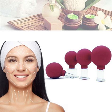 Rust Red Rubber Massage Body Cups Vacuum Cupping Set Glasses Face Skin Lifting Body Facial Cups