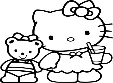 Cool Cute Cartoon Hello Kitty Coloring Page Hello Kitty Colouring