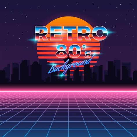 Retro Neon Background In 80s Style Free Vector Templates Download
