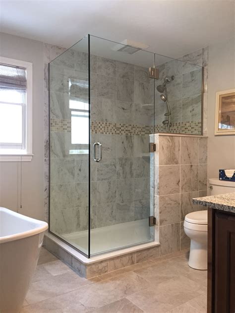 Image Result For Corner Frameless Curtain Wall Granite Shower Granite Bathroom Bathroom Wall