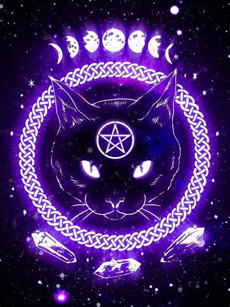 Purple Witchy Wallpaper Black Cat Witch Phone Case Nawpic