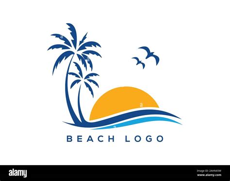 Simple Modern Unique Tropical Beach Logo Design Template Stock Vector