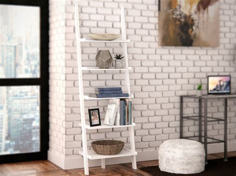 In A Classic Yet Simple Design This Ladder 72 Leaning Bookcase Will