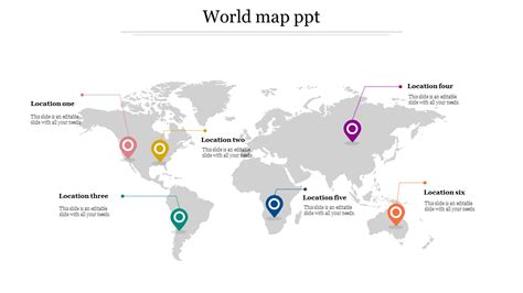 Location Of Countries In World Map Powerpoint Slides Ppt Images