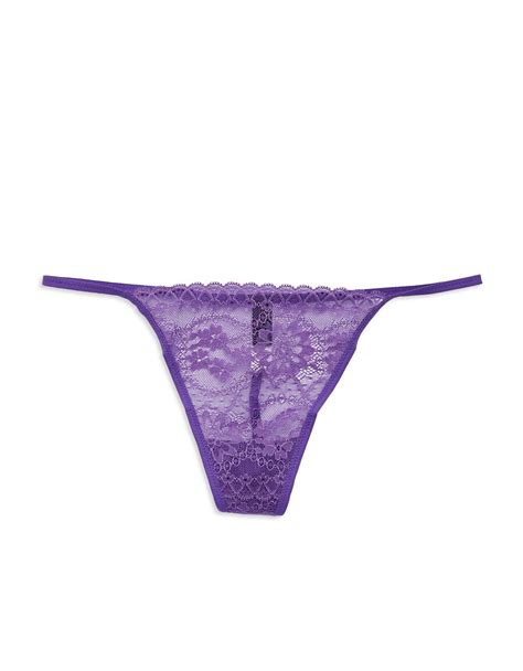 La Perla Lace Thong In Purple Lyst