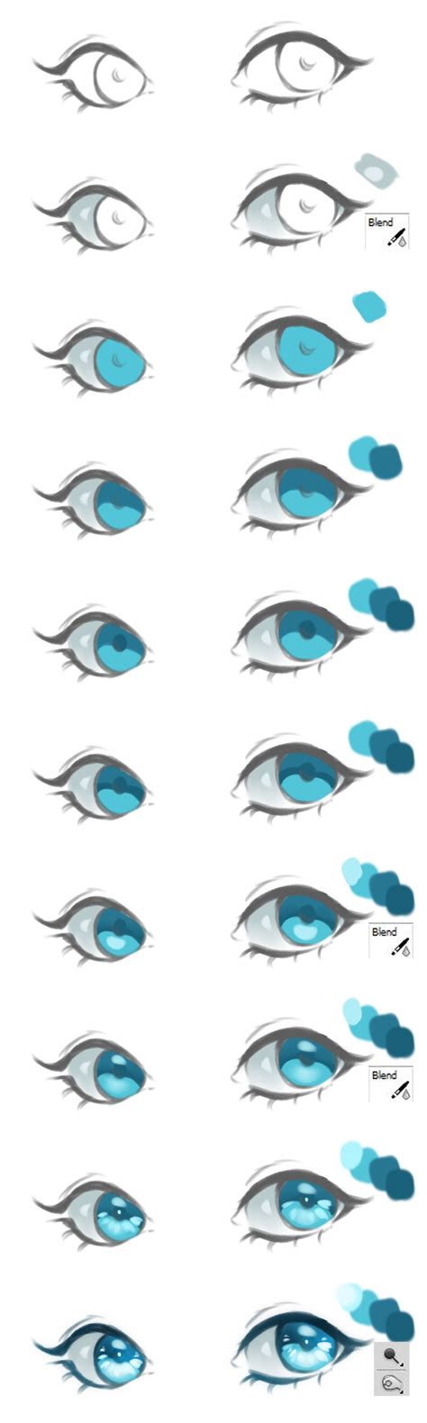With normal eyes, draw the iris close to the top eyelid and gently touch the lower eyelid below. Anime Eyes Coloring Tutorial vol.2 by HaloBlaBla | Anime drawings tutorials, Art sketches ...