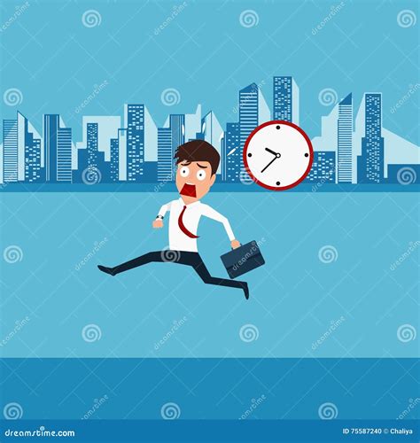 Businessman Hurry Running Going To Work Late Time Stock Vector