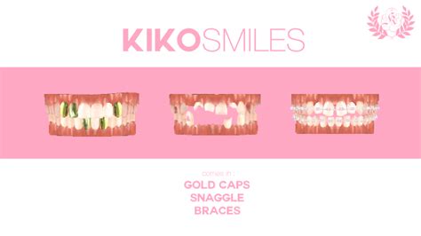 Kiko Smiles Realistic Teeth Gold Caps Snaggle And Braces🦷 The Sims