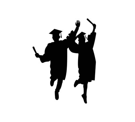 Jumping Graduate Silhouette Images Vectorielles Jumping Graduate