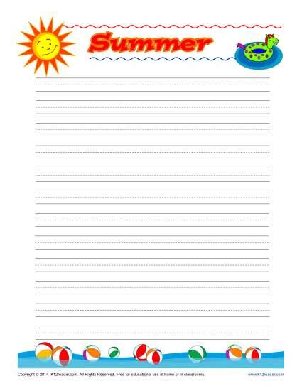 summer printable lined writing paper