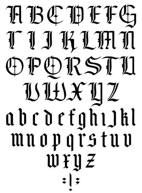 Alfabeto Gótico Fuente Gótica Medieval Con Mayúsculas Y Minúsculas
