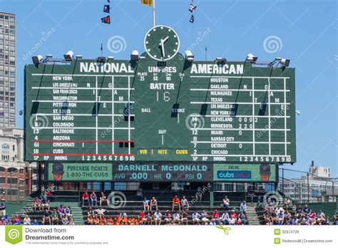 Featuring advanced pitching & hitting controls, detailed player tendencies & scouting reports, and immersive game modes for any level of fan. Wrigley Field Scoreboard editorial photo. Image of teams ...