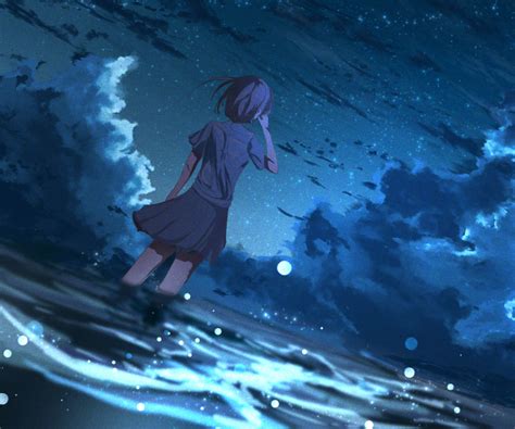 720x600 Resolution Anime Girl In Half Moon Night 4k 720x600 Resolution