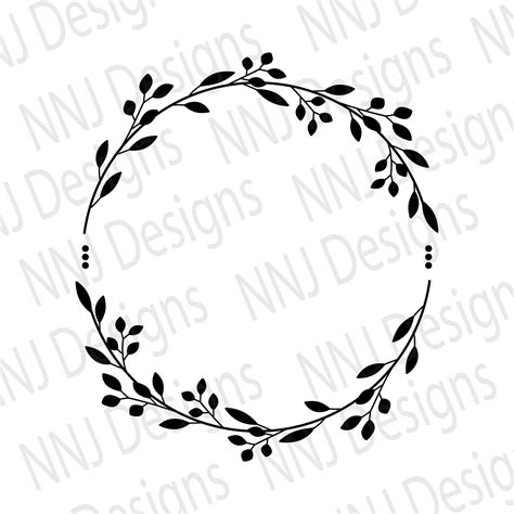 Laurel Leaf Wreath Svg Circle Leaves Frame Round Monogram Cut Etsy