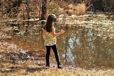 Little Girl Standing At Pond Free Stock Photo Public