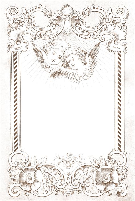Digital Frame Image - European with Angels - The Graphics Fairy