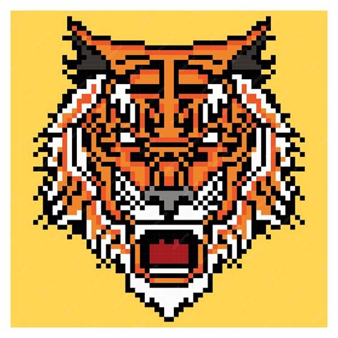 Premium Vector Tiger Face Pixel Art Vector