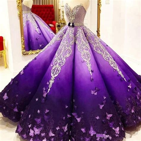 Stunning Purple Princess Quinceanera Dresses Crystal Beads Sash Butterfly Lace Appliques