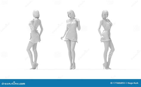 3d rendering of a sexy seductive woman posing standing multiple views royalty free stock