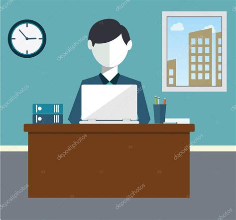 Businessman Hard Work On Office Vector Illustration Stock Vector Image