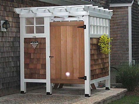 Outdoor Shower Enclosure With Pergola Roof Outdoor Shower Enclosures
