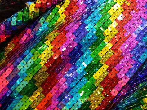 Rainbow Heavy Embroidered Multicolour Sequins By Thefabricshopuk Gold