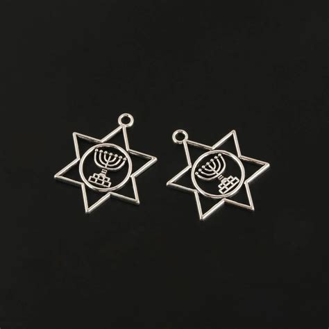 20pcs Charms Judaism Menorah Star Of David Silver Color Pendant For
