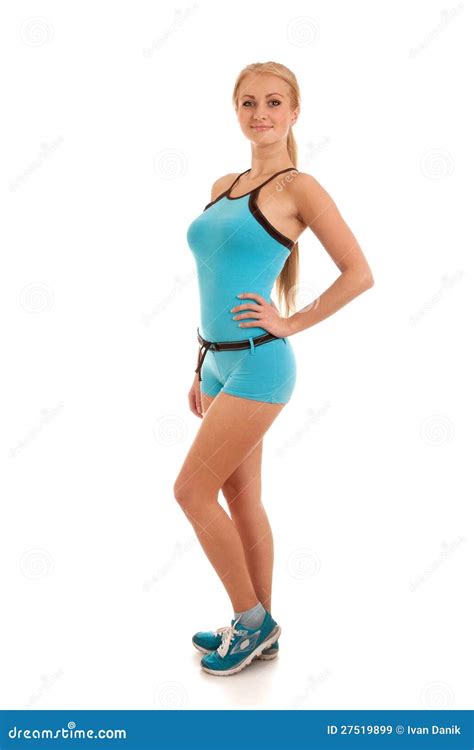 gelukkige jonge vrouw met mooi slank lichaam stock afbeelding image of gelukkig gezond 27519899