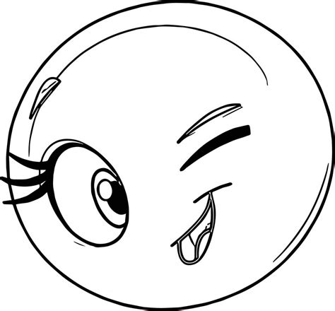Girl Cute Wink Smiley Face Coloring Page Wecoloringpage Com