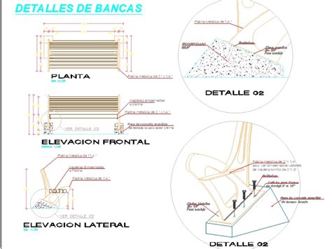 Detalle De Banca Para Parque En Autocad Cad Kb Bibliocad