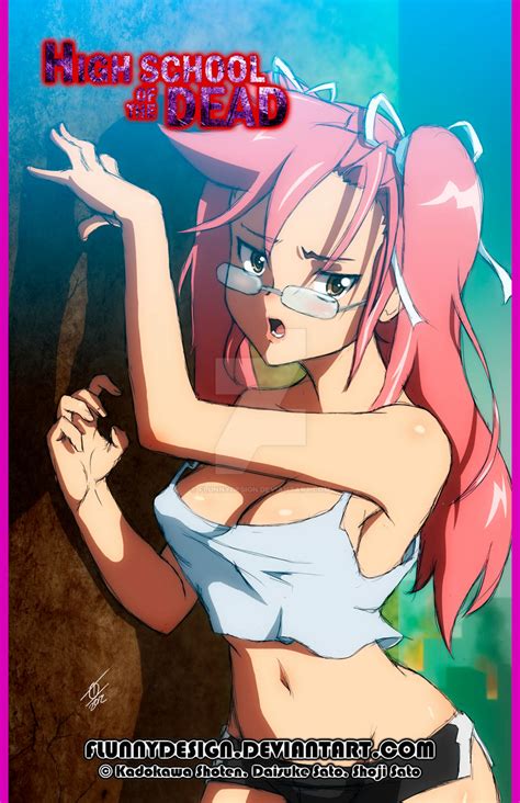Takagi Saya Highschool Of The Dead Highres Tagme 1girl Glasses Pink Hair Solo Image