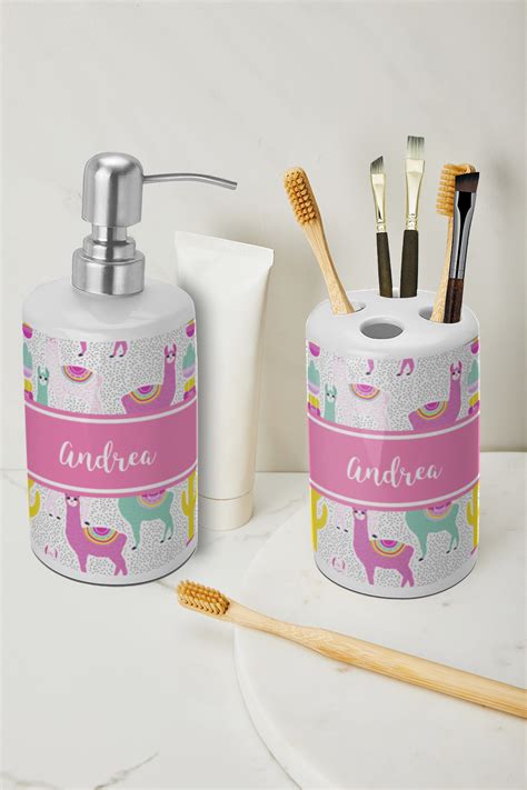 Free delivery and returns on ebay plus items for plus members. Llamas Ceramic Bathroom Accessories Set (Personalized ...