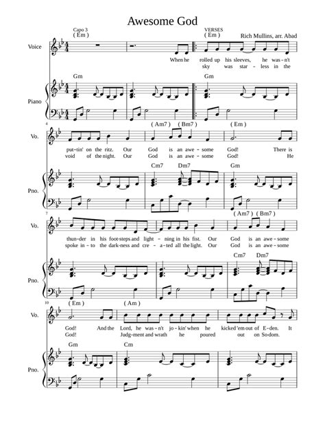 Awesome God Sheet Music For Piano Voice Other Piano Voice