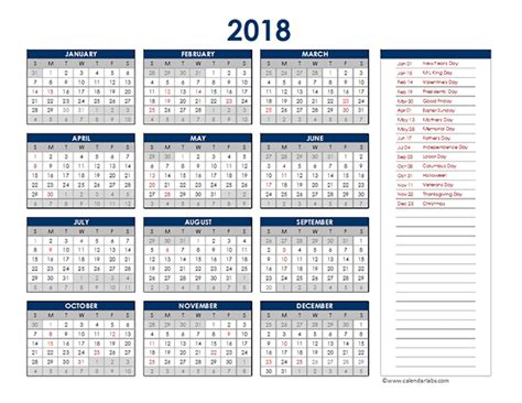 These calendar templates are designed for a wide group of people. 2018 Excel Yearly Calendar - Free Printable Templates