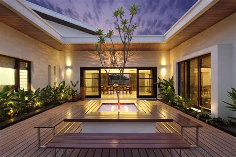An Open To Sky Courtyard Is The Focal Point Of This Home Courtyard