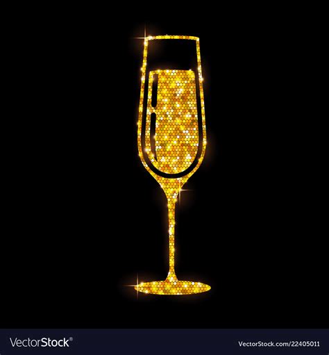 Champagne Glass Icon Golden Sparkle Royalty Free Vector